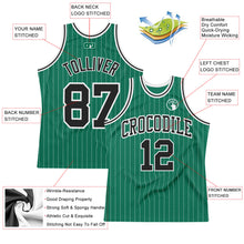 Load image into Gallery viewer, Custom Kelly Green White Pinstripe Black Authentic Basketball Jersey