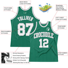 Load image into Gallery viewer, Custom Kelly Green White Pinstripe White-Gray Authentic Basketball Jersey
