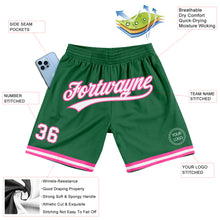 Load image into Gallery viewer, Custom Kelly Green White-Pink Authentic Throwback Basketball Shorts