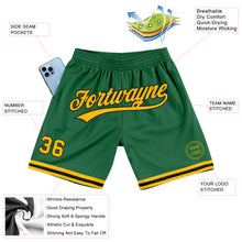 Load image into Gallery viewer, Custom Kelly Green Gold-Black Authentic Throwback Basketball Shorts