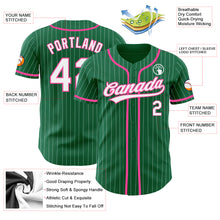 Load image into Gallery viewer, Custom Kelly Green White Pinstripe Pink Authentic Baseball Jersey