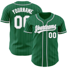Load image into Gallery viewer, Custom Kelly Green White Pinstripe Gray Authentic Baseball Jersey