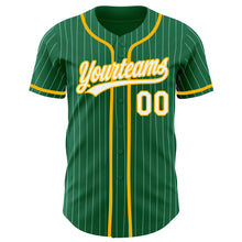 Load image into Gallery viewer, Custom Kelly Green White Pinstripe Gold Authentic Baseball Jersey