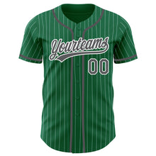 Load image into Gallery viewer, Custom Kelly Green White Pinstripe Steel Gray Authentic Baseball Jersey