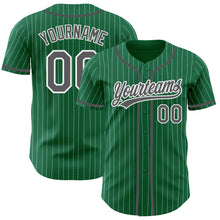 Load image into Gallery viewer, Custom Kelly Green White Pinstripe Steel Gray Authentic Baseball Jersey