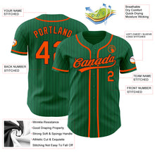 Load image into Gallery viewer, Custom Kelly Green Black Pinstripe Orange Authentic Baseball Jersey
