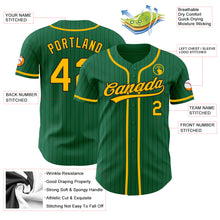 Load image into Gallery viewer, Custom Kelly Green Black Pinstripe Gold Authentic Baseball Jersey
