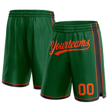Load image into Gallery viewer, Custom Kelly Green Orange-Black Authentic Basketball Shorts