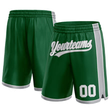 Load image into Gallery viewer, Custom Kelly Green White-Gray Authentic Basketball Shorts