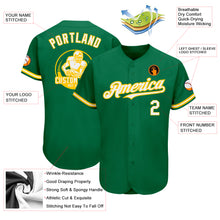Load image into Gallery viewer, Custom Kelly Green White-Yellow Authentic Baseball Jersey