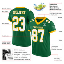 Load image into Gallery viewer, Custom Kelly Green White-Gold Mesh Authentic Football Jersey