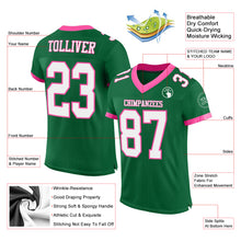 Load image into Gallery viewer, Custom Kelly Green White-Pink Mesh Authentic Football Jersey