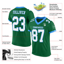 Load image into Gallery viewer, Custom Kelly Green White-Powder Blue Mesh Authentic Football Jersey