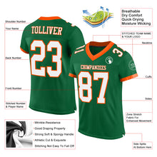 Load image into Gallery viewer, Custom Kelly Green White-Orange Mesh Authentic Football Jersey