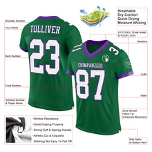 Load image into Gallery viewer, Custom Kelly Green White-Purple Mesh Authentic Football Jersey
