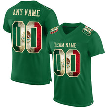 Load image into Gallery viewer, Custom Kelly Green Vintage Mexican Flag-City Cream Mesh Authentic Football Jersey