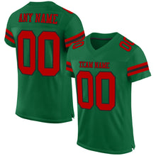 Load image into Gallery viewer, Custom Kelly Green Red-Black Mesh Authentic Football Jersey