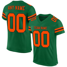 Load image into Gallery viewer, Custom Kelly Green Orange-Black Mesh Authentic Football Jersey