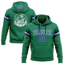 Load image into Gallery viewer, Custom Stitched Kelly Green Royal-White Football Pullover Sweatshirt Hoodie