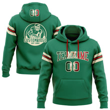 Load image into Gallery viewer, Custom Stitched Kelly Green Vintage Mexican Flag Cream-Red Football Pullover Sweatshirt Hoodie