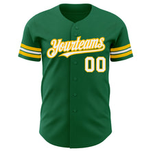 Load image into Gallery viewer, Custom Kelly Green White-Gold Authentic Baseball Jersey