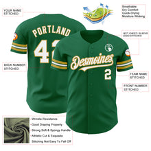 Load image into Gallery viewer, Custom Kelly Green White-Old Gold Authentic Baseball Jersey