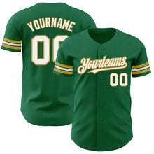 Load image into Gallery viewer, Custom Kelly Green White-Old Gold Authentic Baseball Jersey