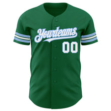 Load image into Gallery viewer, Custom Kelly Green White-Light Blue Authentic Baseball Jersey