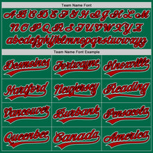 Load image into Gallery viewer, Custom Kelly Green Red-Black Authentic Throwback Baseball Jersey