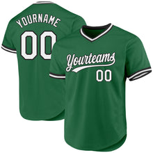 Load image into Gallery viewer, Custom Kelly Green White-Black Authentic Throwback Baseball Jersey