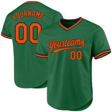 Load image into Gallery viewer, Custom Kelly Green Orange-Black Authentic Throwback Baseball Jersey
