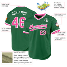Load image into Gallery viewer, Custom Kelly Green Pink-White Authentic Throwback Baseball Jersey