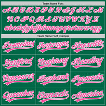 Load image into Gallery viewer, Custom Kelly Green Pink-White Authentic Throwback Baseball Jersey
