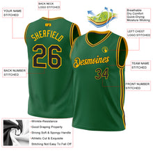 Load image into Gallery viewer, Custom Kelly Green Black-Gold Authentic Throwback Basketball Jersey