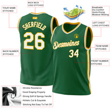 Load image into Gallery viewer, Custom Kelly Green White-Gold Authentic Throwback Basketball Jersey