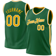 Load image into Gallery viewer, Custom Kelly Green Gold-White Authentic Throwback Basketball Jersey