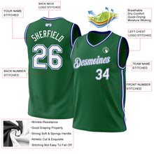 Load image into Gallery viewer, Custom Kelly Green White-Royal Authentic Throwback Basketball Jersey