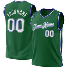 Load image into Gallery viewer, Custom Kelly Green White-Royal Authentic Throwback Basketball Jersey