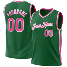 Load image into Gallery viewer, Custom Kelly Green Pink-White Authentic Throwback Basketball Jersey