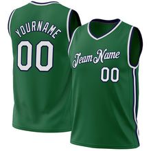 Load image into Gallery viewer, Custom Kelly Green White-Navy Authentic Throwback Basketball Jersey