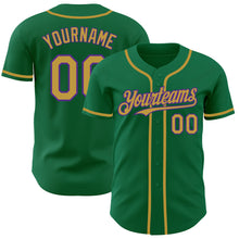 Load image into Gallery viewer, Custom Kelly Green Old Gold-Purple Authentic Baseball Jersey