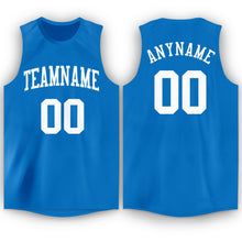 Load image into Gallery viewer, Custom Blue White Round Neck Basketball Jersey