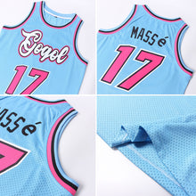 Load image into Gallery viewer, Custom Light Blue Pink-Black Authentic Throwback Basketball Jersey