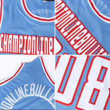 Load image into Gallery viewer, Custom Light Blue Red-Navy Authentic Throwback Basketball Jersey