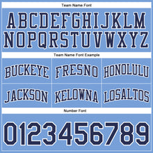 Load image into Gallery viewer, Custom Light Blue White Pinstripe Navy-White Authentic Basketball Shorts