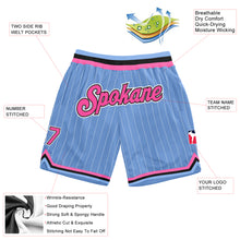 Load image into Gallery viewer, Custom Light Blue White Pinstripe Pink-Black Authentic Basketball Shorts