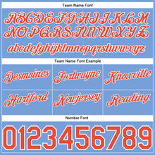 Load image into Gallery viewer, Custom Light Blue White Pinstripe Orange-White Authentic Basketball Shorts