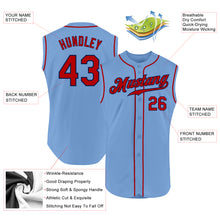 Load image into Gallery viewer, Custom Light Blue Red-Navy Authentic Sleeveless Baseball Jersey