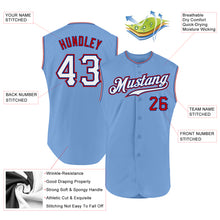 Load image into Gallery viewer, Custom Light Blue White-Red Authentic Sleeveless Baseball Jersey