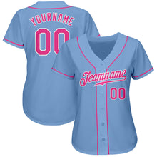 Load image into Gallery viewer, Custom Light Blue Pink-White Authentic Baseball Jersey